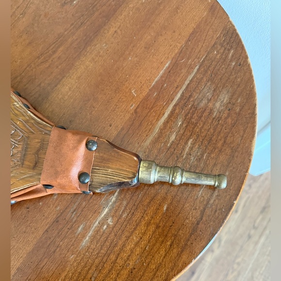 Vintage Wood Brass And Leather Fireplace Bellows - Picture 4 of 9